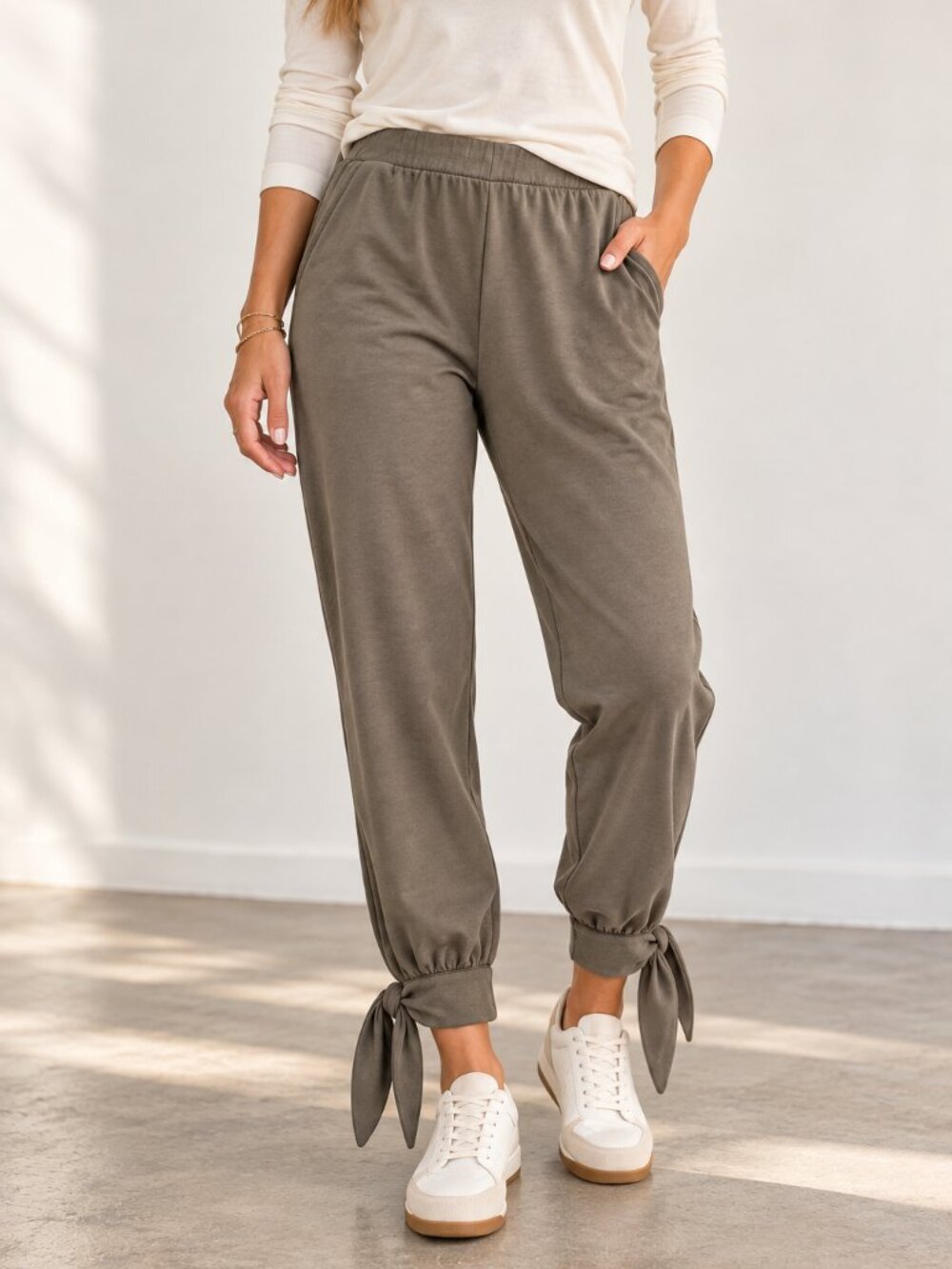 House of Harlow 1960 x REVOLVE Tie Ankle Jogger Pants Taupe Large